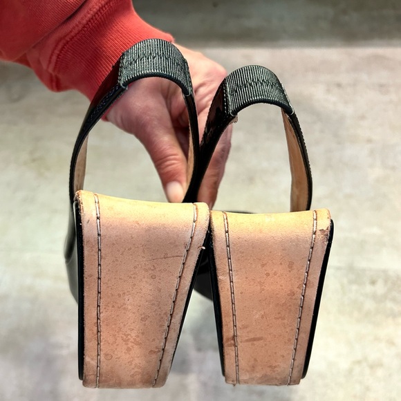 Modern Vintage Black Patent Leather Slingback Wedge | 40 - Picture 6 of 14